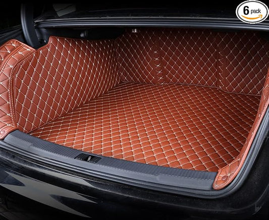 SUV Trunk Mat Compatible with BMW X5 7 Seater 2008-2013 Heavy Duty Back Seat Cover & Rear Cargo Mat & High Side Panel - Brown