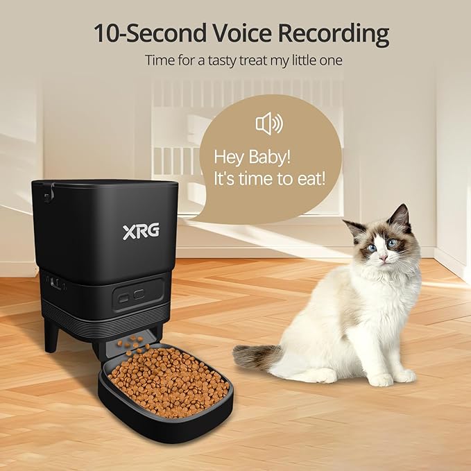 Automatic Cat Feeder 5G WiFi,Automatic Dog Feeder Double Anti-Blocking,WiFi Auto Timed Cat Dispenser 10 Meals A Day,Dog Food Dispenser Dual Power with 10s Voice Recorder,Easy to Install & Clean,Black