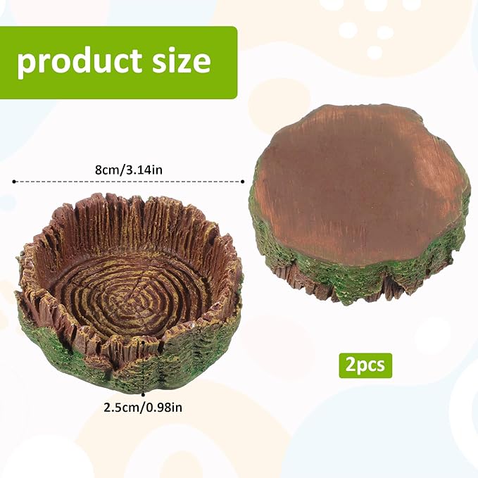 Bearded Dragon Food Bowl Small Reptile Water Dish, 2 Pack Reptile Bowl Feeding Large Food Bowls Water Dish for Hermit Crab Leopard Gecko Frog Tortoise Bearded Dragon Lizardtank Feeding(3 * 3 * 1in)