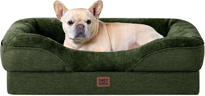 EHEYCIGA Orthopedic Dog Bed for Medium Dog, Memory Foam Dog Couch, Dark Green