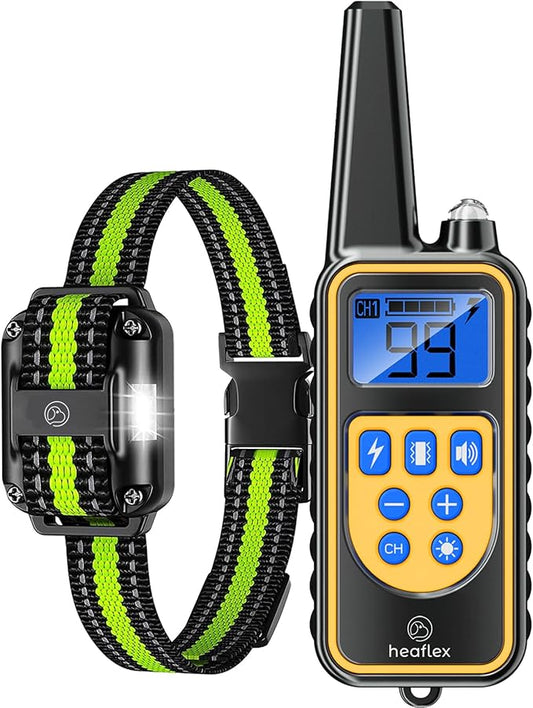 Electric Dog Training Collar with Remote 1640FT, E-Shock, Safe Training Modes, Rechargeable IP67 Waterproof Collars for 1 Dog (Green)