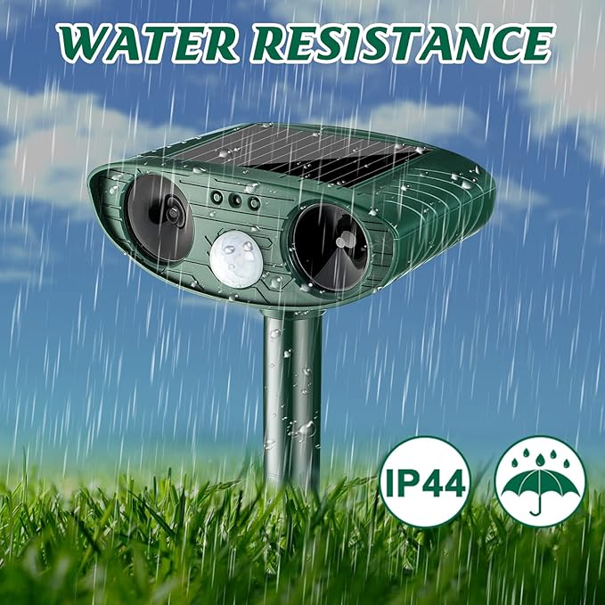 Ultrasonic Animal Repellent Outdoor Solar Powered Repeller Cat Dog Squirrels Deer Deterrent Waterproof Motion Sensor Deterrent for Yard Garden Rabbit Fox Pest (2, Green)