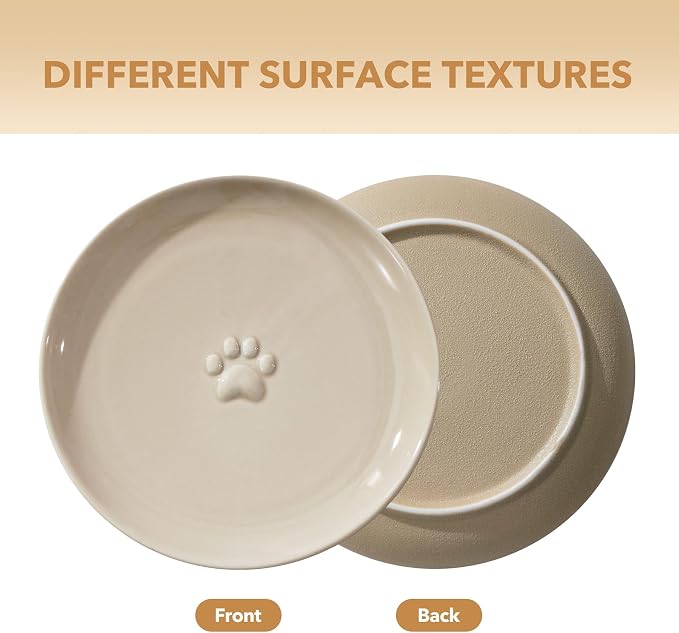 Havniva 6'' Ceramic Wide Cat Dishes, Set of 3 Ceramic Cat Bowls, Indoor Kitten Feeding Wet & Dry Shallow Food Dish Anti Whisker Fatigue(3 Pcs)