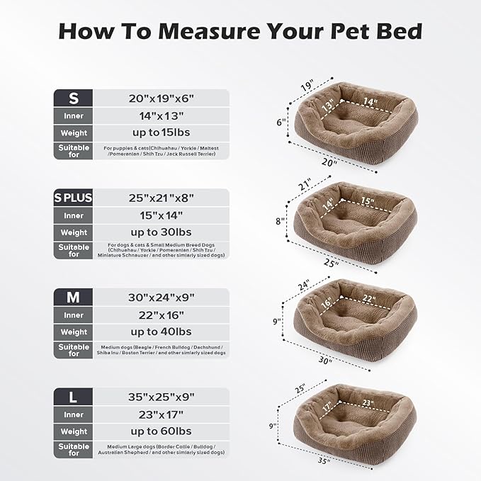 Small Dog Bed Orthopedic Warming Soft Calming Sleeping Durable with Anti-Slip Bottom
