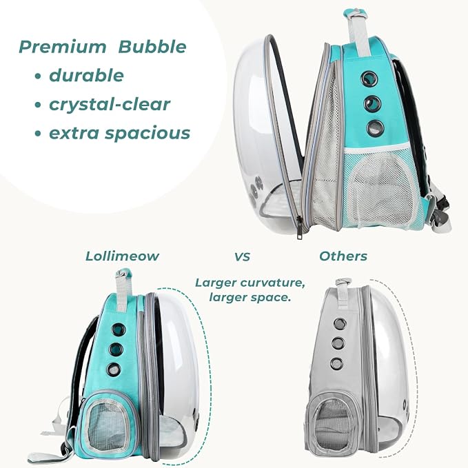 Cat Carrier Backpack, Expandable Bubble Pet Carrier for Cats and Small Dogs, Airline Approved Travel Backpack for Hiking, Walking & Outdoor Adventures - Supports up to 16 lbs