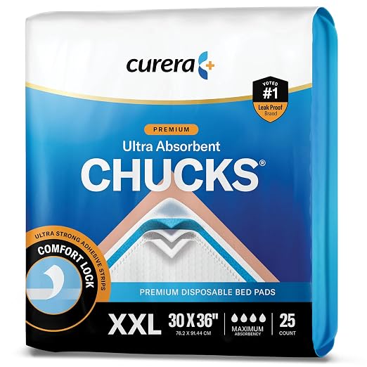 Chucks® Premium Disposable Underpads - 30x36 [25-Pack] Bed Pads | Ultra Thick Super Absorbent Chux Incontinence Disposable Adult with Adhesive Tape, Leak-Proof Pee Pads XX-Large