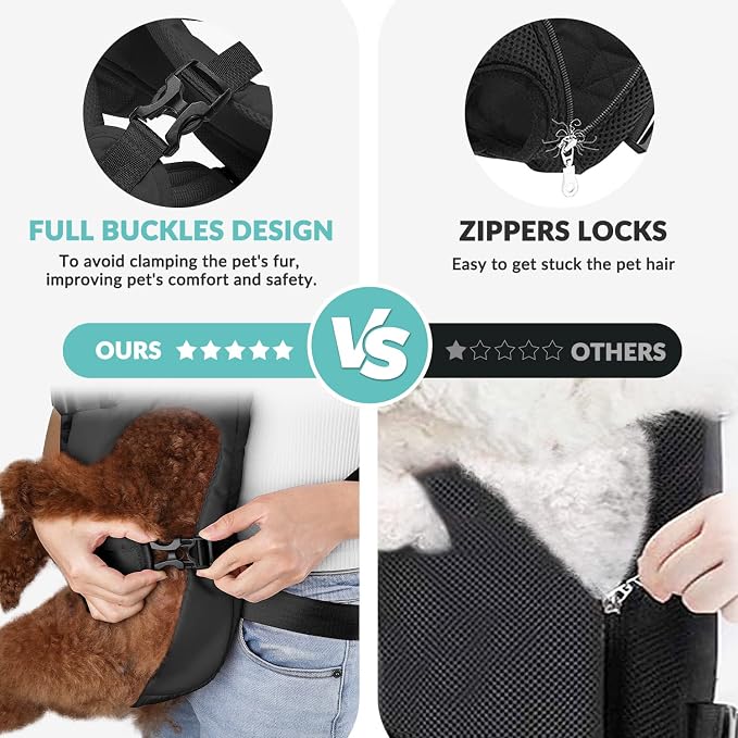 Lukovee Dog Backpack Carrier, Adjustable Front Carrier for Small Breeds | Legs Out Easy-fit, Hands Free, Lightweight, Dog Chest Pack for Hiking Travel Cycling Outdoor (B,L)