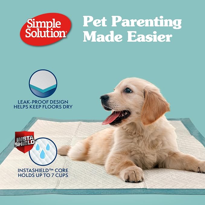 Simple Solution XL Potty Training Pads, Leak Proof Pads, 28"x30" 200 Count | Dog Training Pads, Puppy Potty Training, Housebreaking, Disposable Pee Pads, Floor Protection, Indoor Potty, Puppy Essentials