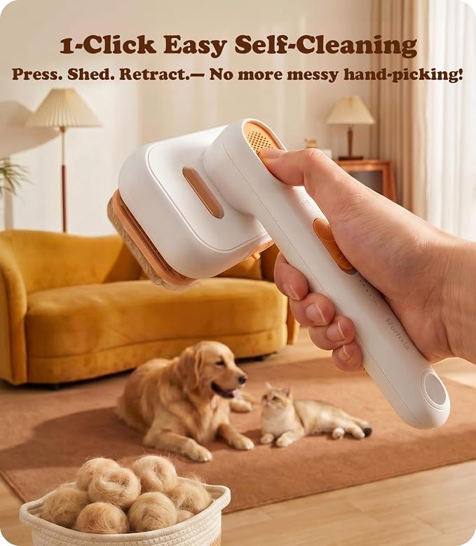 Rorhxia Steam Dog Cat Brush for Shedding, for Short/Long Haired Pet | 2026 Upgraded | Cool Steam Brush | 1*Shampoo | Skin Friendly | Self Cleaning | IPX7 Waterproof | Deodorizes | Soften the Coat