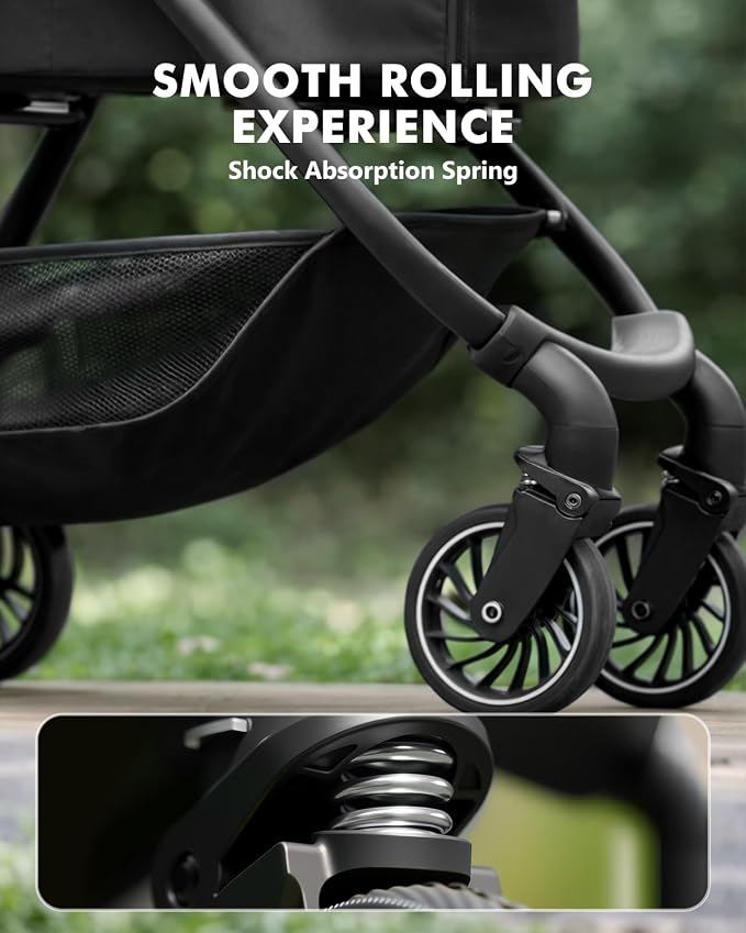 Pet Stroller for Small Dogs and Cats, One-Click Foldable Dog Stroller with Detachable Carrier & 3 Safety Tethers, Holds up to 33 lbs, Storage Basket & Cup Holder, Breathable Mesh, Black