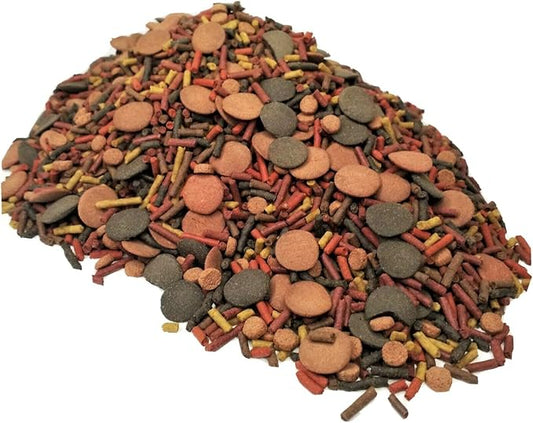 Aquatic Foods Inc. Gourmet Blend of 8-Type Carnivore Blend of Sinking Wafers, 1/8" x 7/16" Sinking Sticks, Sinking Pellets for All Teopical Fish GB-120-1/2-lb