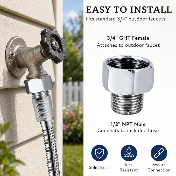 G-Promise 3 Mode Dog Wash Shower Attachment with Pause Mode for Outdoor Use | High Pressure, with Pause Mode, Built-In Brush for Wash & Groom, Extra Long Hose, Easy Install