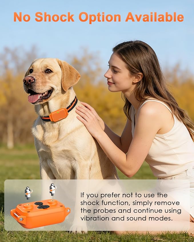 Shock Collar for Dogs, IP67 Waterproof Dog Training Collar with Remote Control, 3 Modes: Beep, Vibration, Safe Static, Rechargeable Adjustable for 15-110lbs Medium Large Dogs