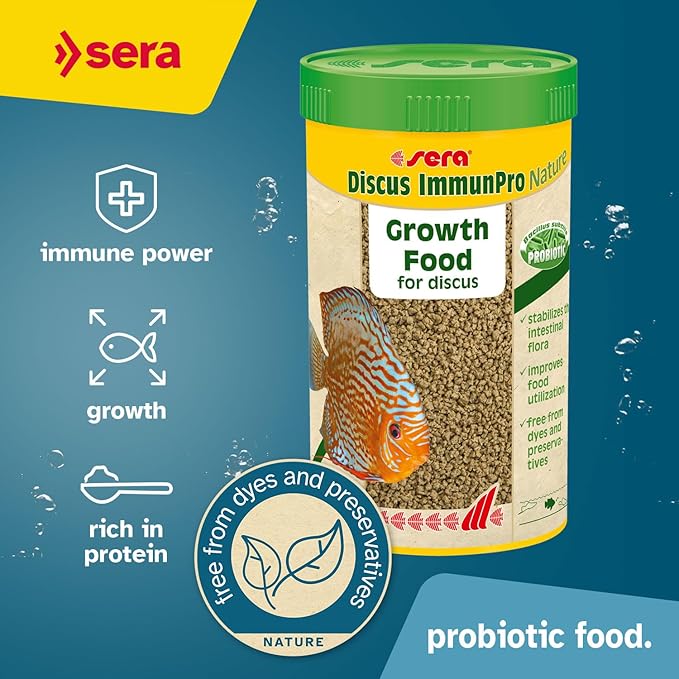 sera Discus ImmunPro Nature 4 oz. | Complete Growth Food for Discus Fish | with Probiotics & Astaxanthin | No Dyes & Preservatives Consisting of Soft Granules | Supports Immune System