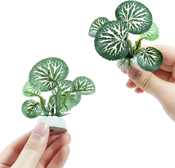 Aquarium Plants Fish Tank Decorations 6.6 inch Plastic Artificial Plant Goldfish Stone Cave Betta Fish Hides/Rest