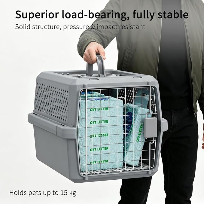 RIZZARI Portable Cat & Dog Carrier for Medium Pets:Hard-Sided Pet Travel Carrier