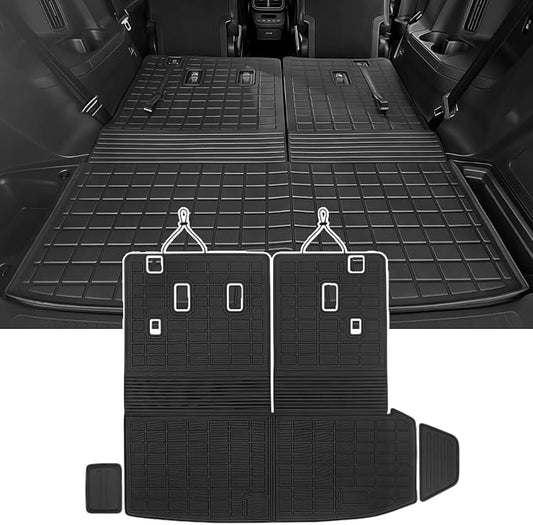 Cargo Mat for 2023 2024 2025 2026 Honda Pilot All Weather TPE Trunk Mat Cargo Liner Back Seat Cover for Pilot Car Accessories (2-in-1 Trunk Liner)