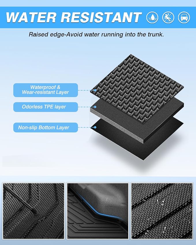 Powerty Truck Bed Mat for Ford Maverick (Gas & Hybrid XL/XLT/Lariat Models) 2022 2023 2024 2025 2026 Accessories All Weather Truck Bed Liner TPE Pickup Bed Mat Black