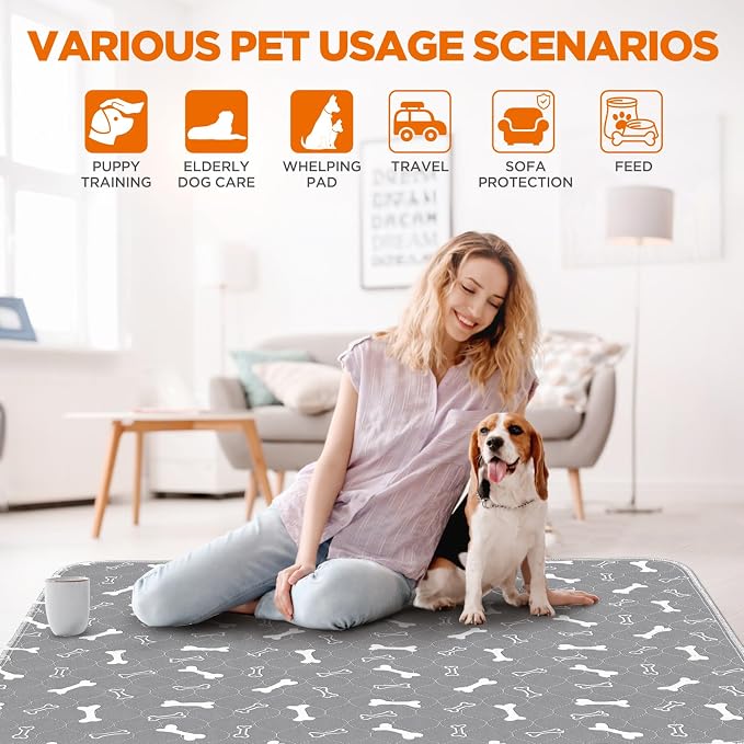 Washable Pee Pads for Dogs, 2 Pack Reusable Puppy Pads, 36"x41" | Super Absorbent, Waterproof & Leakproof, Non-Slip Bottom, Machine Washable, For Floors, Beds, Couches, Crates, Carpets, Cars