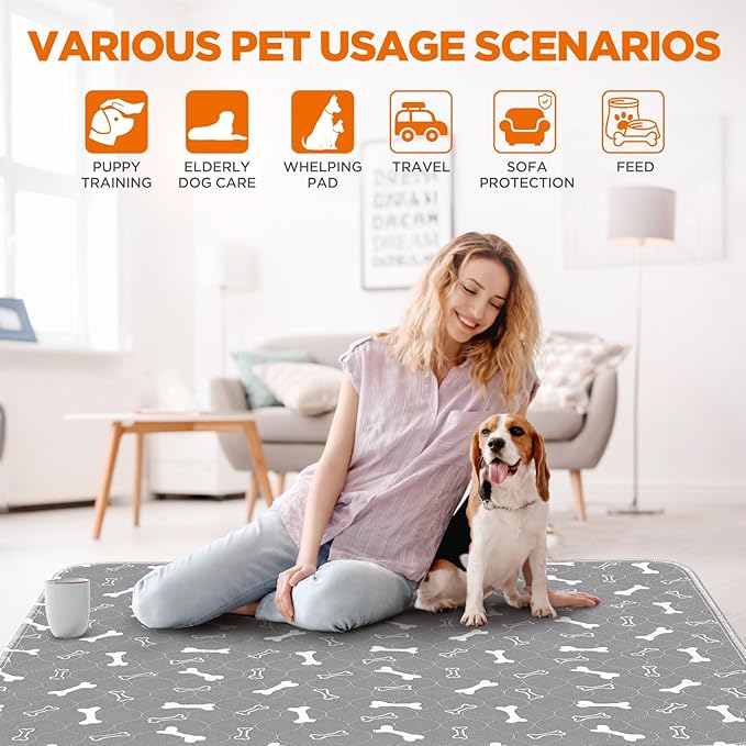 Washable Pee Pad for Dogs, 2 Pack Extra Large Puppy Pads, 54"x54" | Super Absorbent, Waterproof & Leakproof, Non-Slip Bottom, Machine Washable, For Floors, Beds, Couches, Crates, Carpets, Cars