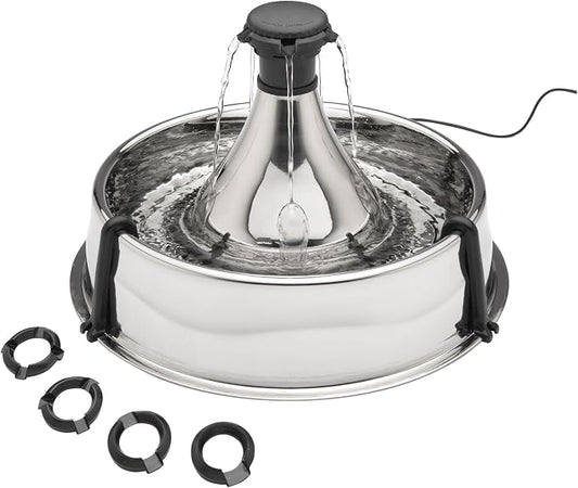 PetSafe Drinkwell Stainless Multi-Pet Fountain, red, 8 lb (PWW00-13705) | Customizable 1-5 Water Streams, Rust/Scratch-Resistant Stainless Steel, Carbon and Foam Filters Included