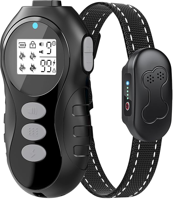 Dog Shock Collar with Remote Control for Dogs 10–120lbs, IPX7 Waterproof Dog Training Collar with Security Lock, 4 Safe Training Modes, Rechargeable Long Battery Life for Small Medium Large Dogs Gry