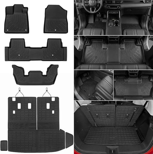 Floor Mats for 2023 2024 2025 2026 Honda Pilot, All Weather Trunk Liner TPE Trunk Mat Cargo Mat Back Seat Cover for Pilot Car Accessories (Floor Mat,2-in-1 Cargo Liner)