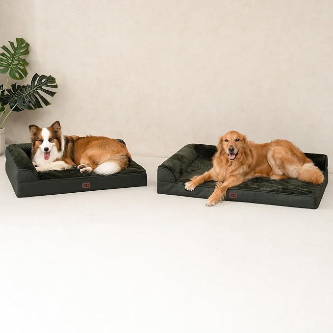 EHEYCIGA XXL Dog Bed Memory Foam, Orthopedic Giant Dog Bed Jumbo with Washable Removable Cover, Waterproof Pet Sofa Couch with Nonskid Bottom, 48x35x7.5, Dark Green | Washable Removable Cover, Waterproof Flat Pet Sofa Couch with Nonskid Bottom, 48x35x7.5