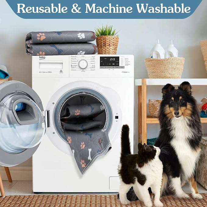 Washable Pee Pad for Dogs, 2 Pack Large Reusable Puppy Pads, 36"x48" | Super Absorbent, Waterproof & Leakproof, Non-Slip Bottom, Machine Washable, For Floors, Beds, Couches, Crates, Carpets, Cars