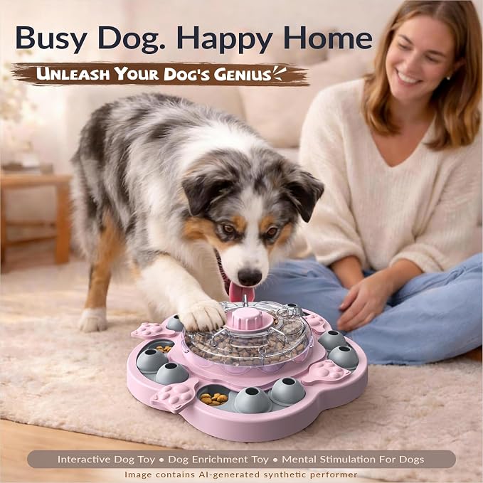 KADTC 3-Level Dog Puzzle Toy, Spin to Release Treat Dispenser, Slow Feeder | LARGE SIZE - Slide, swing, sniff, search: 4 play modes curb boredom, channel energy, build focus, deliver mental stimulation.