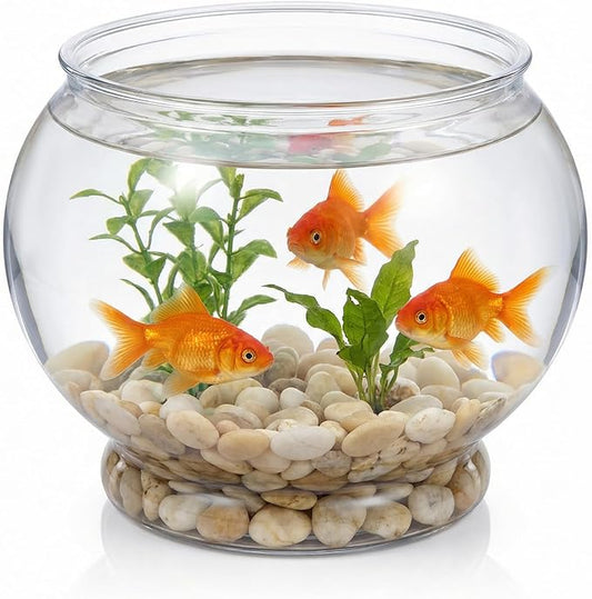 Mini Plastic Fish Bowl 38 oz Decorative Small Fish Tank Round Plastic Fishbowl Unbreakable Aquarium Starter Kit for Hydroponic Planter Centerpiece Vases Party Decorations