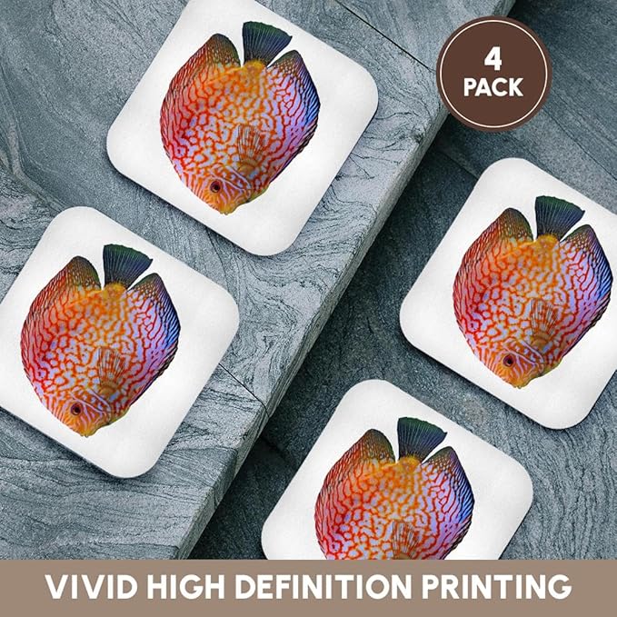 3dRose King of The Aquarium Discus Fish Image Wildlife Set of 4 Coasters - Soft
