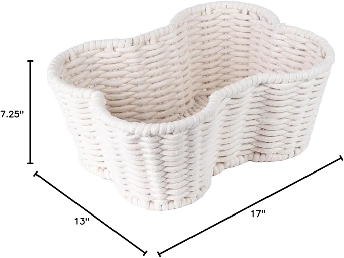 OtterPets Dog Toy Basket, Cotton Rope Bone Shaped Dog Toy Bin, 17x13” | Handmade dog toy box, dog toy storage, dog basket, basket for dog toys, dog storage, 17 x 13 in, natural cotton rope