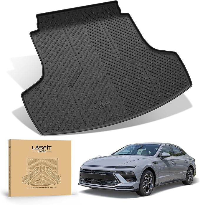 LASFIT Cargo Mat for Hyundai Sonata 2026 2025 2024 2023 2022 2021 2020 / Kia K5 2021-2026, All Weather TPE Custom Fit Car Trunk Mats Cargo Liners Accessories, Black
