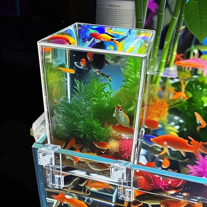 Okllen Negative Pressure Fish Tank Acrylic, Auto-Refill Hanging Aquarium with Fish Elevator, Water Level Maintenance & 360° View, Space-Saving External Suspended Tank for Betta/Guppy