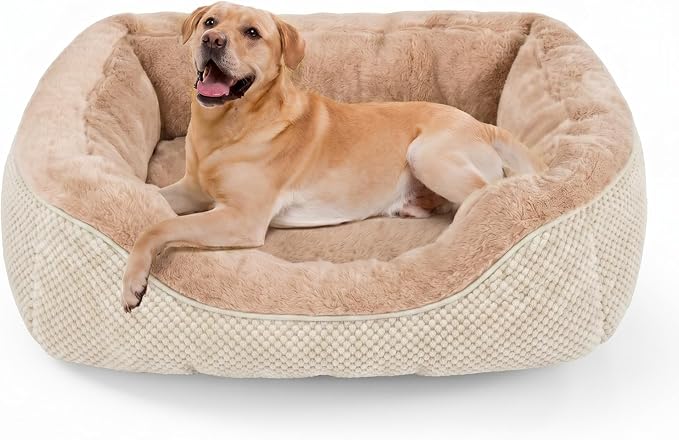 Large Dog Bed, Washable Orthopedic Warming Soft Sleeping Durable with Anti-Slip Bottom