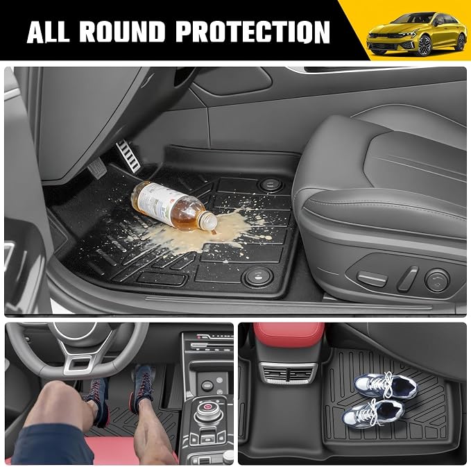 Trunk Mat with Floor Liners for 2021-2026 Kia K5(Only Fit FWD) / 2020-2026 Hyundai Sonata (Only Fit FWD & Gas) All Weather TPE Protector Cargo Liner Floor Mats Car Accessories