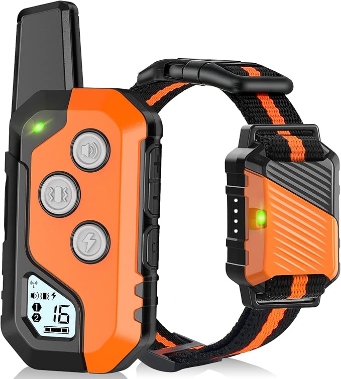 PIOUNS Shock Collar for Dogs, IP67 Waterproof Dog Training Collar with Remote, 3 Training Modes with Beep, Vibration, and Safe Static, Rechargeable for Large Medium