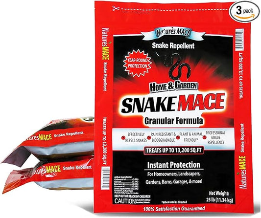 Nature’s Mace Snake Mace, Snake Repellent Granules for Yard, Outdoor Use, Keep Away Reptiles, Home, Garden, Granular Deterrent, Plant Friendly, Pet Safe, Fast Acting, 400 Ounce (Pack of 3)