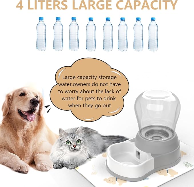 STALTWO 1 Gallon Automatic Dog Water Dispenser, Non-Slip Mat, BPA-Free | Pet Water Dispenser, Large Capacity Water Feeder for Cats and Dogs, Refill Less Often
