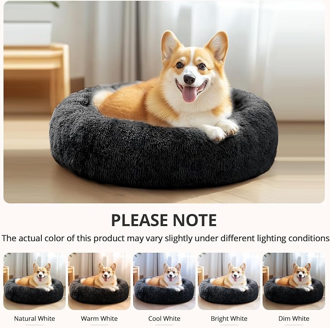 JOLLYVOGUE Dog Beds Large Sized Dog, Calming Anti-Anxiety Dog Bed, Fluffy Donut Cushion for Extra Large Pets (45")
