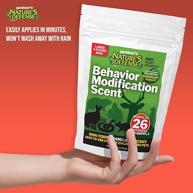 Nature's Defense Organic Animal Repellent Granules | 7 Certified Organic Ingredients | 94.1% Effective | Repels Deer, Mice, Cats, Rabbits & 20+ More | Safe for Kids & Pets | 44 oz