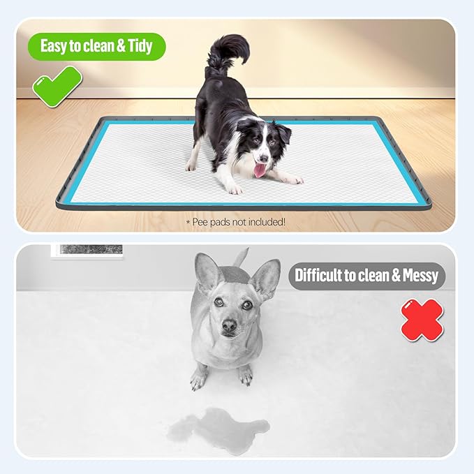 Pee Pad Holder for Dogs 57''x40'' Silicone Puppy Pee Pad Tray, Dark Grey | Extra Large Dog Potty Tray Leak-Proof, High Edge, No Spill Training Pads for Floor Protection, No Pee Pads