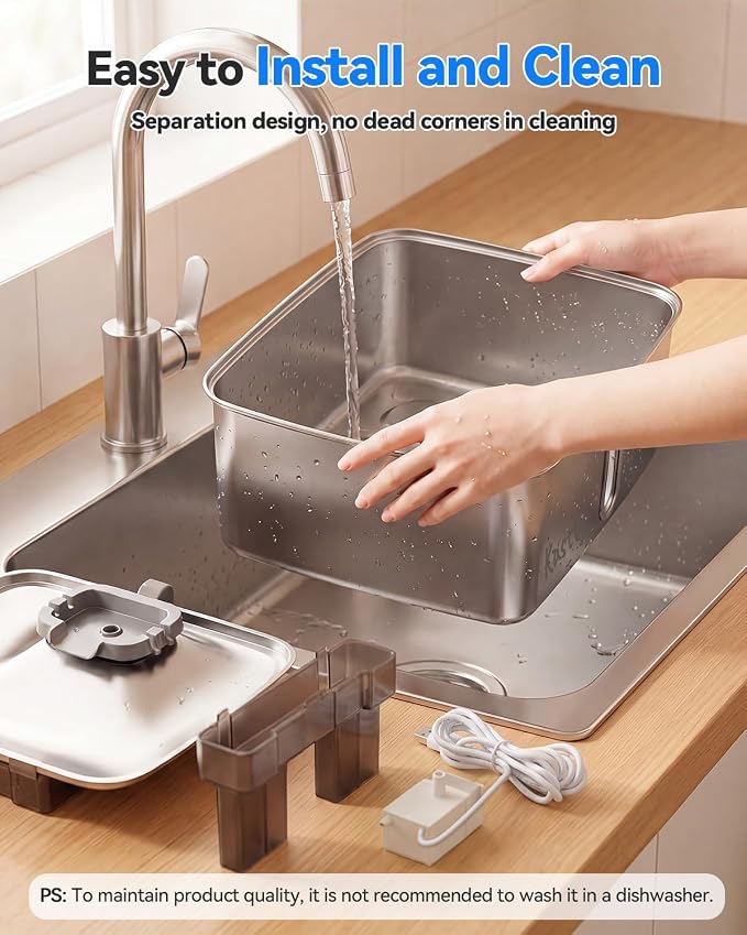 Kastty 4Gal/15L Stainless Steel Dog Water Fountain for Large Multi-Pet | Large Capacity Pet Water Fountain with Water Level LED Light, Ultra Quiet Dog Water Bowl Dispenser, Easy to Clean (FS78,Grey)