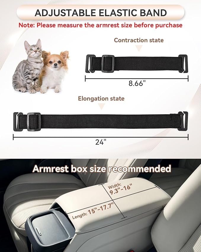 PETSFIT Dog Console Car Seat with Dual Adjustable Seat-Rail Anchor Hooks | Anti-Collapse Leather Armrest Booster Carseat with Safety Tether, Washable Cushion, Soft Pillow for Pets Under 8 lbs,Coffee