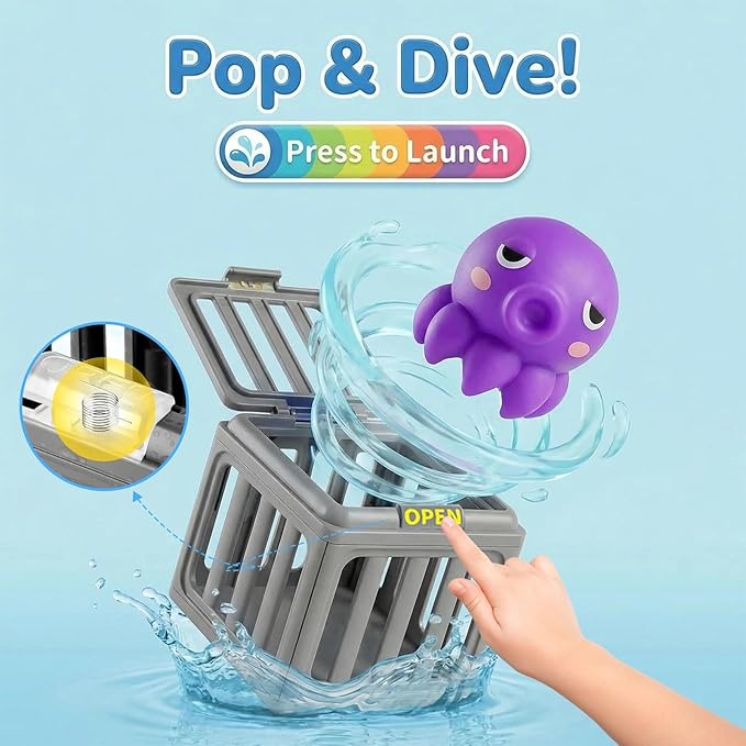 Underwater Dive Rescue Toys, 6 Pcs Kids Pool Diving Toys, Diving Cages Toy with Floating Animals, Summer Underwater Swimming Dive Pool Games Accessories for Boys Girls
