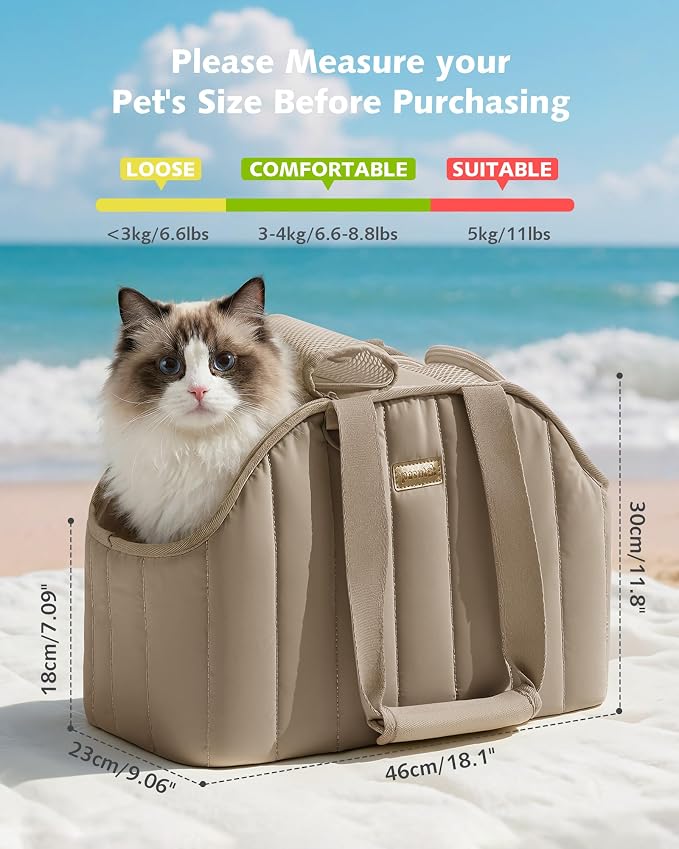 Pecute Dog Purse Carrier, Lightweight Dog Carriers for Small Dogs,XL,Khaki | Breathable mesh,Foldable,Paper-textured fabric is water-repellent,Built-in safety rope,Machine washable,Under 8.8lbs