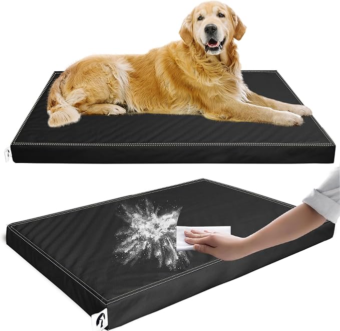 Waterproof Leather Dog Bed Crate Mat Pet Pad for Large Dogs, Wipeable Easy to Clean Vinyl Mattress, Pee Proof Kennel Liner Suitable for Pet Up to 120 lbs
