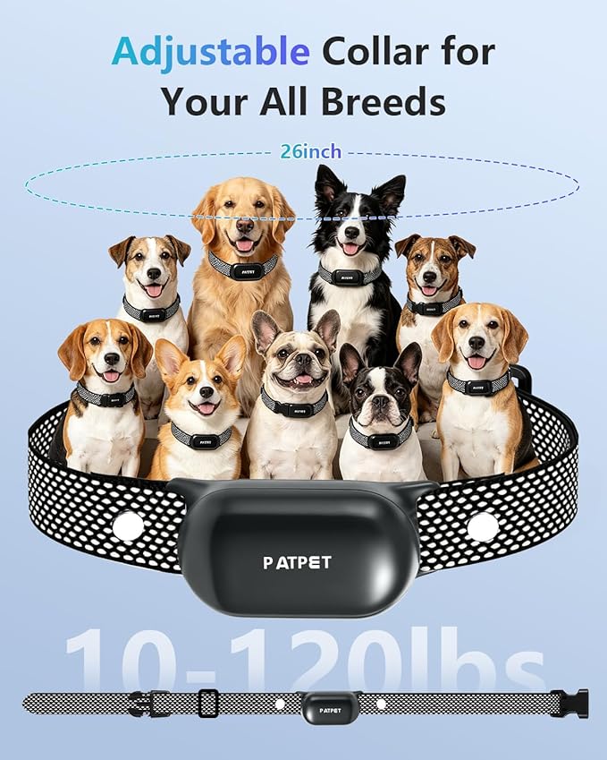 PATPET Dog Training Collar with Remote - Electric Dog Shock Collars for Small Medium Large Dogs, 3 Adjustable Safe Modes Rechargeable Waterproof E Collar for Dogs (8-120 lbs)