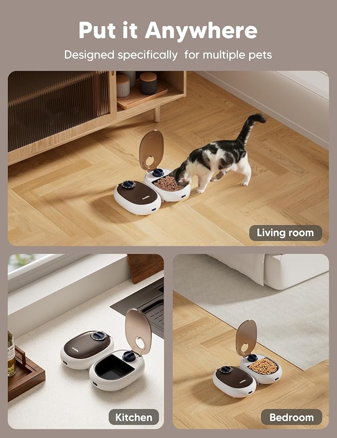 WOPET Automatic Cat Feeder, 48-Hour Timed Pet Food Dispenser with Ice Pack for Freshness, Yogurt & Canned Meals – Perfect for Cats, Kittens & Small Dogs